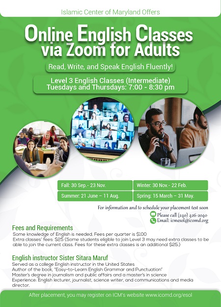 Online English Classes (ESOL) by ICM: Register Now!
