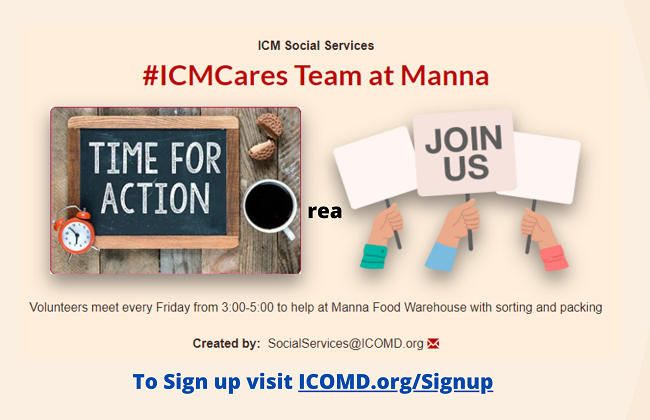 Join #ICMCares Team @ Manna To Volunteer